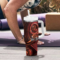 Personalised Polynesia Zodiac Scorpio Tumbler With Handle Galaxy Polynesian Pattern Chest Tattoo Style LT14 - Polynesian Pride
