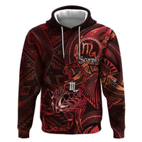 Personalised Polynesia Zodiac Scorpio Zip Hoodie Galaxy Polynesian Pattern Chest Tattoo Style LT14 Pullover Hoodie Red - Polynesian Pride