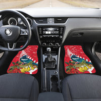 New Zealand Christmas In July Car Mats Tui Bird With Kowhai Meri Kirihimete