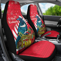 New Zealand Christmas In July Car Seat Cover Tui Bird With Kowhai Meri Kirihimete