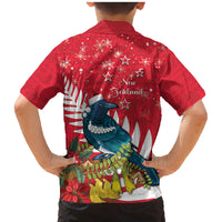 New Zealand Christmas In July Family Matching Mermaid Dress and Hawaiian Shirt Tui Bird With Kowhai Meri Kirihimete