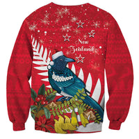 New Zealand Christmas In July Sweatshirt Tui Bird With Kowhai Meri Kirihimete