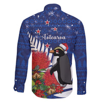New Zealand Christmas In July Family Matching Off Shoulder Short Dress and Hawaiian Shirt Fiordland Penguin With Pohutukawa Flower