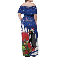 New Zealand Christmas In July Off Shoulder Maxi Dress Fiordland Penguin With Pohutukawa Flower