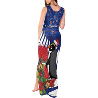 New Zealand Christmas In July Tank Maxi Dress Fiordland Penguin With Pohutukawa Flower LT14 - Polynesian Pride
