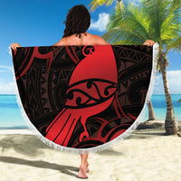 New Zealand Tui Bird Beach Blanket Aotearoa Maori Pattern - Red LT14 - Polynesian Pride