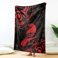 New Zealand Tui Bird Blanket Aotearoa Maori Pattern - Red LT14 - Polynesian Pride