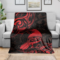 New Zealand Tui Bird Blanket Aotearoa Maori Pattern - Red LT14 - Polynesian Pride