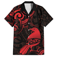 New Zealand Tui Bird Hawaiian Shirt Aotearoa Maori Pattern - Red LT14 Red - Polynesian Pride