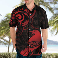 New Zealand Tui Bird Hawaiian Shirt Aotearoa Maori Pattern - Red LT14 - Polynesian Pride