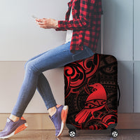 New Zealand Tui Bird Luggage Cover Aotearoa Maori Pattern - Red