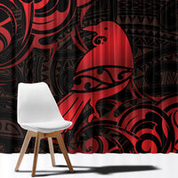 New Zealand Tui Bird Window Curtain Aotearoa Maori Pattern - Red LT14 - Polynesian Pride