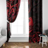 New Zealand Tui Bird Window Curtain Aotearoa Maori Pattern - Red LT14 - Polynesian Pride