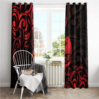 New Zealand Tui Bird Window Curtain Aotearoa Maori Pattern - Red LT14 - Polynesian Pride