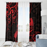 New Zealand Tui Bird Window Curtain Aotearoa Maori Pattern - Red LT14 - Polynesian Pride