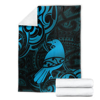 New Zealand Tui Bird Blanket Aotearoa Maori Pattern - Blue LT14 - Polynesian Pride
