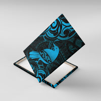 New Zealand Tui Bird Canvas Wall Art Aotearoa Maori Pattern - Blue LT14 With Frame Blue - Polynesian Pride
