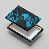 New Zealand Tui Bird Canvas Wall Art Aotearoa Maori Pattern - Blue LT14 - Polynesian Pride