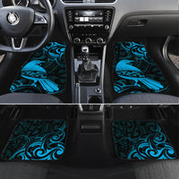 New Zealand Tui Bird Car Mats Aotearoa Maori Pattern - Blue LT14 Set 4pcs Blue - Polynesian Pride