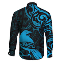 New Zealand Tui Bird Family Matching Mermaid Dress and Hawaiian Shirt Aotearoa Maori Pattern - Blue LT14 - Polynesian Pride
