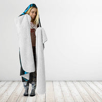 New Zealand Tui Bird Hooded Blanket Aotearoa Maori Pattern - Blue LT14 - Polynesian Pride