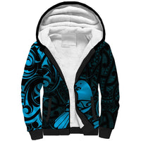 New Zealand Tui Bird Sherpa Hoodie Aotearoa Maori Pattern - Blue LT14 Unisex Blue - Polynesian Pride