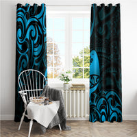 New Zealand Tui Bird Window Curtain Aotearoa Maori Pattern - Blue LT14 - Polynesian Pride