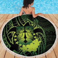 Kia Orana Kuki Airani Beach Blanket Cook Islands Tangaroa God Tatau Green LT14 - Polynesian Pride
