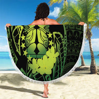 Kia Orana Kuki Airani Beach Blanket Cook Islands Tangaroa God Tatau Green LT14 - Polynesian Pride