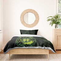 Kia Orana Kuki Airani Bedding Set Cook Islands Tangaroa God Tatau Green