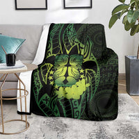 Kia Orana Kuki Airani Blanket Cook Islands Tangaroa God Tatau Green