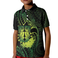 Kia Orana Kuki Airani Kid Polo Shirt Cook Islands Tangaroa God Tatau Green