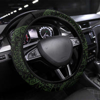 Kia Orana Kuki Airani Steering Wheel Cover Cook Islands Tangaroa God Tatau Green LT14 Universal Fit Green - Polynesian Pride