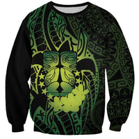 Kia Orana Kuki Airani Sweatshirt Cook Islands Tangaroa God Tatau Green LT14 Unisex Green - Polynesian Pride