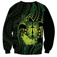 Kia Orana Kuki Airani Sweatshirt Cook Islands Tangaroa God Tatau Green LT14 - Polynesian Pride