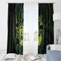 Kia Orana Kuki Airani Window Curtain Cook Islands Tangaroa God Tatau Green