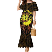 Kia Orana Kuki Airani Family Matching Mermaid Dress and Hawaiian Shirt Cook Islands Tangaroa God Tatau Gold