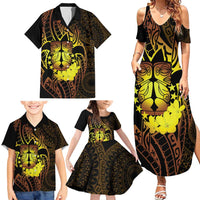 Kia Orana Kuki Airani Family Matching Summer Maxi Dress and Hawaiian Shirt Cook Islands Tangaroa God Tatau Gold