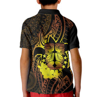 Kia Orana Kuki Airani Kid Polo Shirt Cook Islands Tangaroa God Tatau Gold