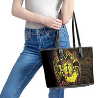 Kia Orana Kuki Airani Leather Tote Bag Cook Islands Tangaroa God Tatau Gold