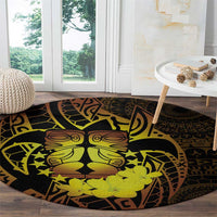 Kia Orana Kuki Airani Round Carpet Cook Islands Tangaroa God Tatau Gold