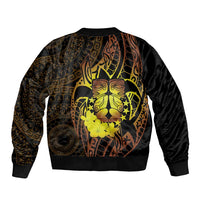 Kia Orana Kuki Airani Sleeve Zip Bomber Jacket Cook Islands Tangaroa God Tatau Gold