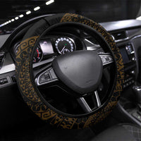 Kia Orana Kuki Airani Steering Wheel Cover Cook Islands Tangaroa God Tatau Gold LT14 Universal Fit Gold - Polynesian Pride