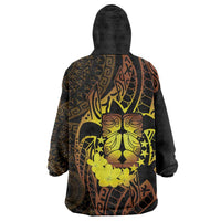 Kia Orana Kuki Airani Wearable Blanket Hoodie Cook Islands Tangaroa God Tatau Gold
