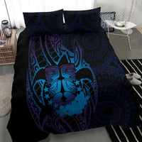 Kia Orana Kuki Airani Bedding Set Cook Islands Tangaroa God Tatau Purple