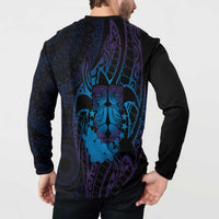 Kia Orana Kuki Airani Button Sweatshirt Cook Islands Tangaroa God Tatau Purple LT14 - Polynesian Pride