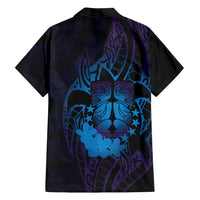 Kia Orana Kuki Airani Family Matching Off Shoulder Short Dress and Hawaiian Shirt Cook Islands Tangaroa God Tatau Purple