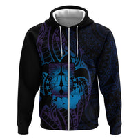 Kia Orana Kuki Airani Zip Hoodie Cook Islands Tangaroa God Tatau Purple