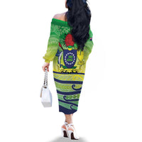 Te Maeva Nui Cook Islands Family Matching Off The Shoulder Long Sleeve Dress and Hawaiian Shirt 60th Independence Anniversary Proud
