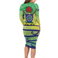 Te Maeva Nui Cook Islands Long Sleeve Bodycon Dress 60th Independence Anniversary Proud